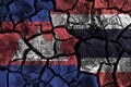 Cambodia and Thailand flag on cracked ground . Confliction and crisis concept