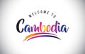 Cambodia Welcome To Message in Purple Vibrant Modern Colors.
