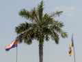 Cambodian and Buddhist flags