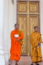 Cambodian Buddhist monks posing, King's palace, Phnom Penh. Royalty Free Stock Photo