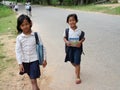 Cambodian children going to school