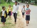 Cambodian children going to school