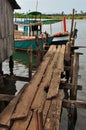 Cambodian fishing village: landing jetty Royalty Free Stock Photo