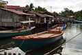 Cambodian fishing village and stilt houses Royalty Free Stock Photo