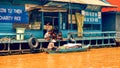 Cambodian food seller on the Tonle Sap lake