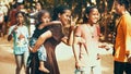 Cambodian girls and childrens smiling nera Angkor wat Royalty Free Stock Photo