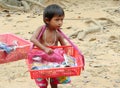 Cambodian little boy sell souvenirs