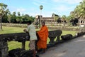 Cambodian monk in Angkor wat temple