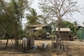 Cambodian traditional wooden houses. Battambang, Cambodia Royalty Free Stock Photo