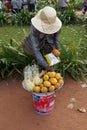 Cambodian woman sells fruit Royalty Free Stock Photo