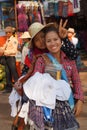 Cambodian women wait for tourists