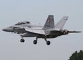 FA18 Hornet from the Suisse air force lands on a france airbase Royalty Free Stock Photo