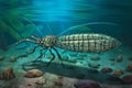 Cambrian opabinia, creative digital illustration, animals, insects Royalty Free Stock Photo