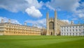 Cambridge, Cambridgeshire, United Kingdom - April 17, 2016. The famous King`s College Chapel from the bank of river Cam