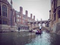 Cambridge canal and gondola boat Royalty Free Stock Photo