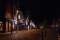 Cambridge city, UK at night, Christmas lights