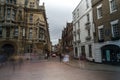 Long exposure photograph of cambridge street in a cloudy day