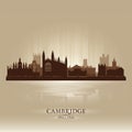 Cambridge England city skyline silhouette Royalty Free Stock Photo