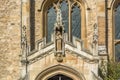 Detail view at the ornamented statue on the exterior facade at the Great St Mary`s Church