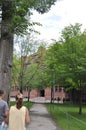 Cambridge MA, 30th june: Harvard Hall building from Harvard Campus in Cambridge Massachusettes State of USA Royalty Free Stock Photo