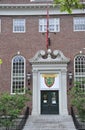 Cambridge MA, 30th june: Harvard Lehman Hall entrance from Harvard Campus in Cambridge Massachusettes State of USA Royalty Free Stock Photo