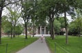 Cambridge MA, 30th june: Memorial Church entrance from Harvard Campus in Cambridge Massachusettes State of USA Royalty Free Stock Photo