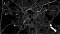 Cambridge map, the UK. Background black and white map with roads and railways, parks and rivers Royalty Free Stock Photo