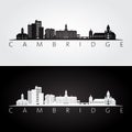 Cambridge, Massachusetts skyline and landmarks silhouette Royalty Free Stock Photo