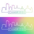 Cambridge skyline. Colorful linear style.