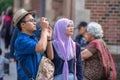 Cambridge, UK, August 1, 2019. Attractive couple going out, romantic asian couple having fun