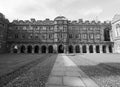 Third Court at St John`s College in black and white