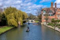 Cambridge, UK - 27 February 2016: Punting at Cambridge Royalty Free Stock Photo