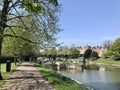 Cambridge, United Kingdom - April 20, 2019: Jesus Green park on a sunny day