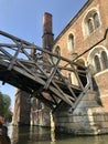 Cambridge, United Kingdom - April 20, 2019: Mathematical bridge over the river Cam Royalty Free Stock Photo