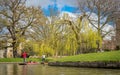 People enjoying punting on river cam on a bright sunny day, Cambridge Royalty Free Stock Photo