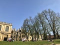 Cambridge, United Kingdom - April 20, 2019: People enjoying a sunny spring day in the backs of the Colleges Royalty Free Stock Photo