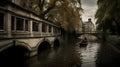 Cambridge, United kingdom - Boat floating and people enjoying punting on river during autumn evening at Cambridge. Royalty Free Stock Photo