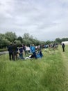 Cambridge, United Kingdom - June 15, 2019: People waiting to watch the Cambridge bumps annual row competition