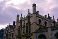 Cambridge university building roof and windows in twilight , UK Royalty Free Stock Photo