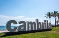 Cambrils Beach Sign Costa Daurada Royalty Free Stock Photo