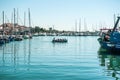 Cambrils Catalonia Spain August 8 2013: Various yachts, boats and catamarans are in port