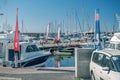 Cambrils Spain 8 August 13 year. Various yachts, boats and catamarans are in the port of Cambrils Catalonia