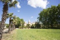 Cambrils, Spain, May 1, 2020 - Castle in Botanical Garden Park Sama