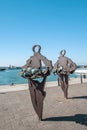 Cambrils, Spain 06 12 2018: the monument to the fallen sailors is located on the beach, in the port of Cambrils. Monument to the