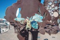 Cambrils, Spain 06 12 2018: the monument to the fallen sailors is located on the beach, in the port of Cambrils. Monument to the