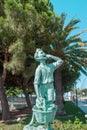 Cambrils, Spain 11 08 2013: the monument to the fallen sailors is located on the beach, in the port of Cambrils. Monument to the