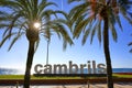 Cambrils welcome road sign in Tarragona