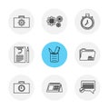 camcoder , camera , video , multimedia , computer , setting , eps icons set vector