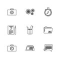 camcoder , camera , video , multimedia , computer , setting , eps icons set vector