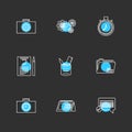 camcoder , camera , video , multimedia , computer , setting , eps icons set vector